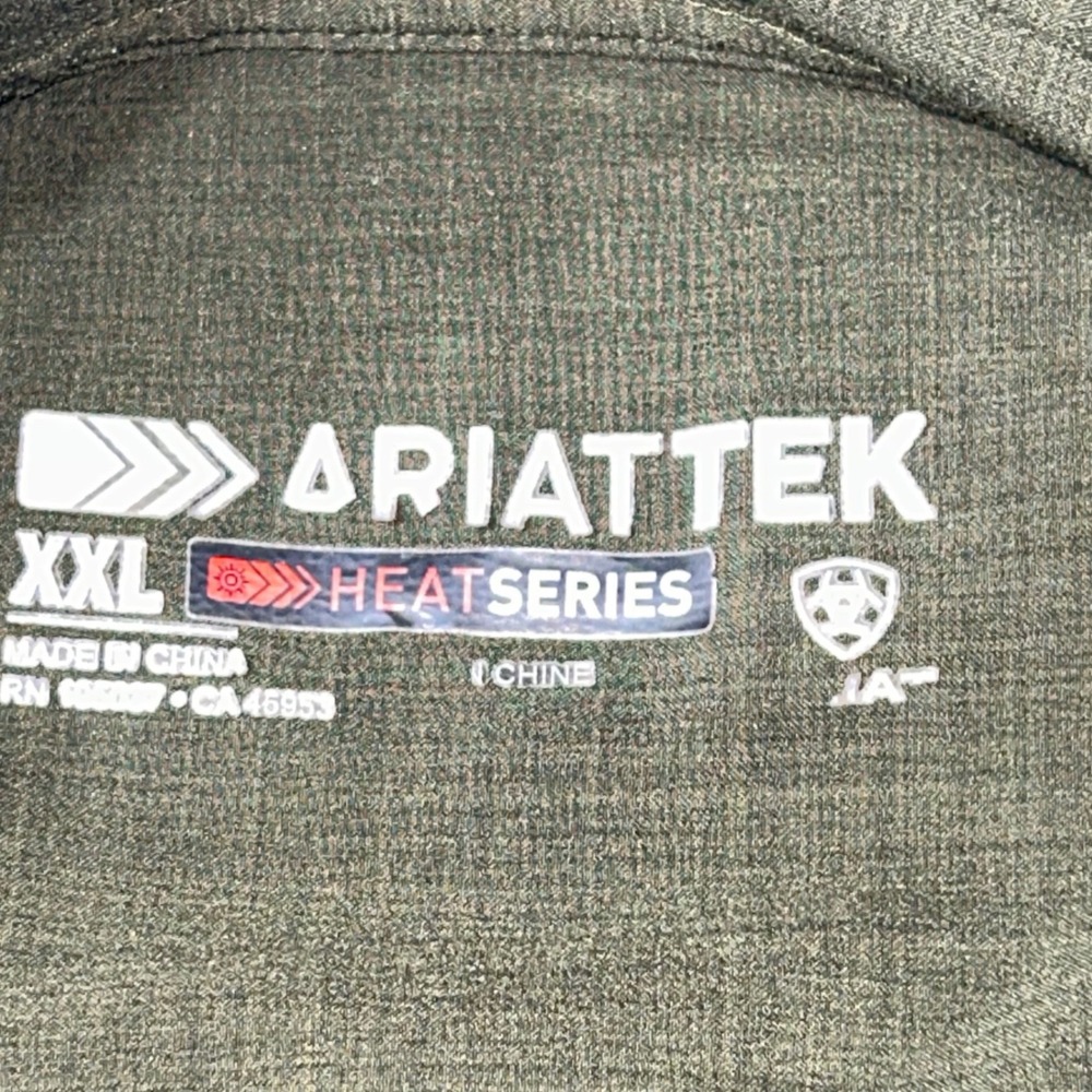 Ariat Mens XXL AriatTEK Heat Series Long Sleeve Button Down Shirt Olive Green - Picture 6 of 15